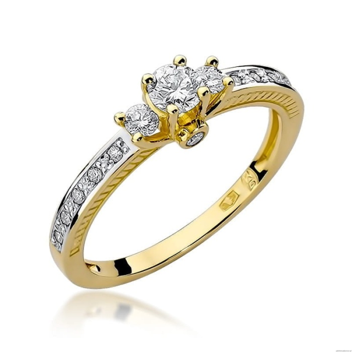Pierścionek W199 Diament 0,20ct żółte złoto