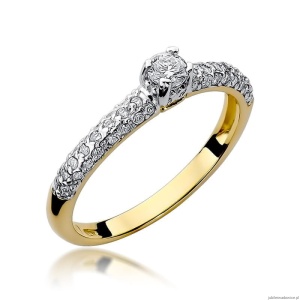 Pierścionek W200 Diament 0,15ct żółte złoto