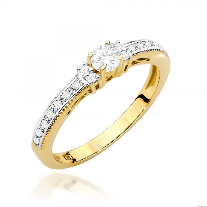 Pierścionek W201 Diament 0,13ct żółte złoto