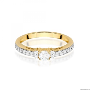 Pierścionek W201 Diament 0,13ct żółte złoto