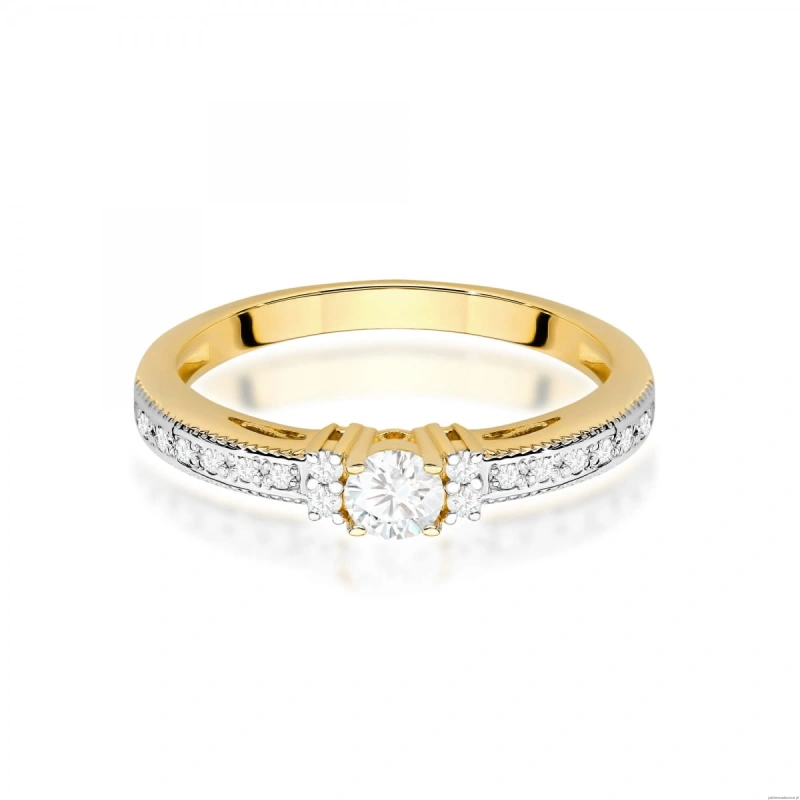Pierścionek W201 Diament 0,13ct żółte złoto