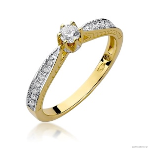 Pierścionek W202 Diament 0,15ct żółte złoto