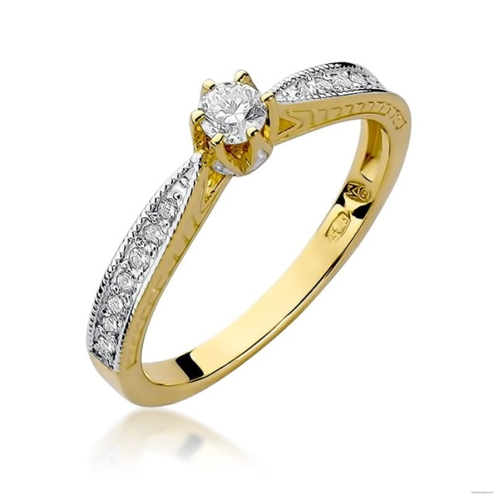 Pierścionek W202 Diament 0,15ct żółte złoto