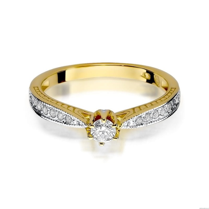 Pierścionek W202 Diament 0,15ct żółte złoto