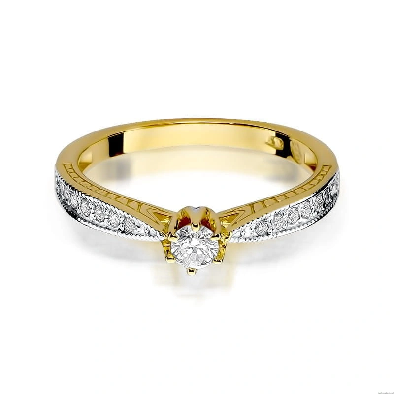 Pierścionek W202 Diament 0,15ct żółte złoto