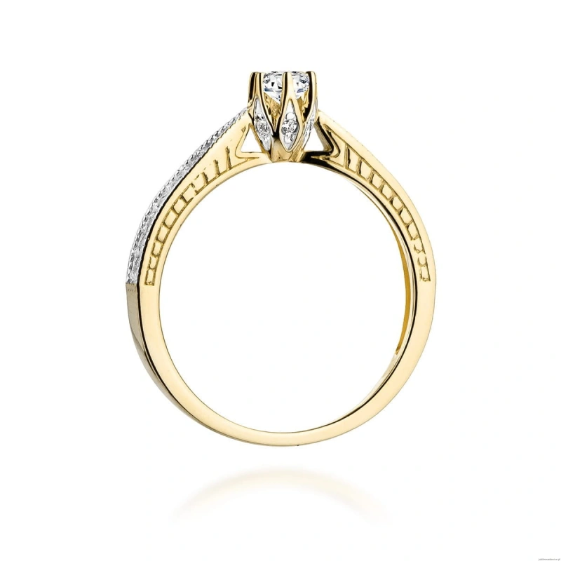 Pierścionek W202 Diament 0,15ct żółte złoto