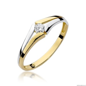Pierścionek W207 Diament 0,08ct żółte złoto