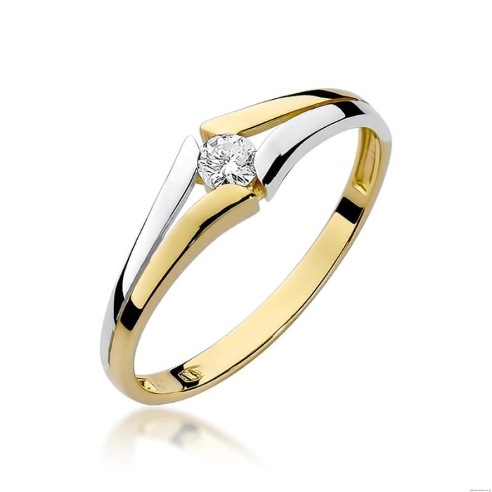 Pierścionek W207 Diament 0,10ct żółte złoto