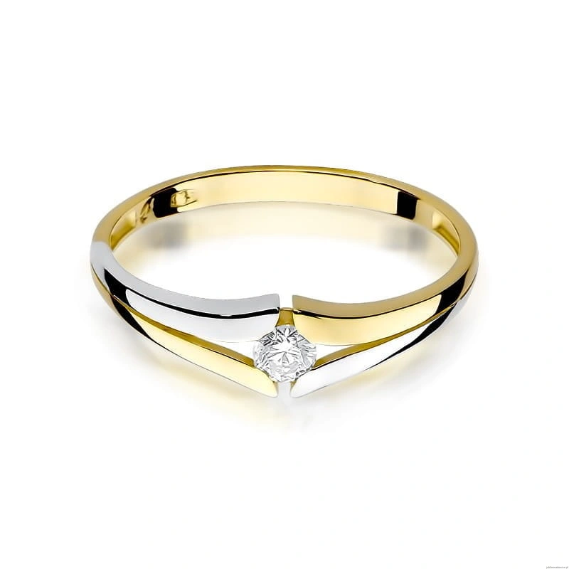 Pierścionek W207 Diament 0,10ct żółte złoto