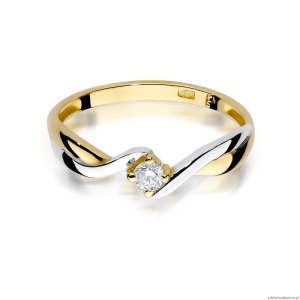 Pierścionek W208 Diament 0,08ct żółte złoto