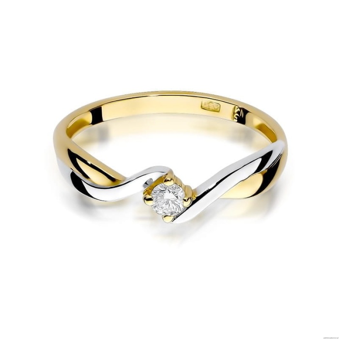 Pierścionek W208 Diament 0,08ct żółte złoto