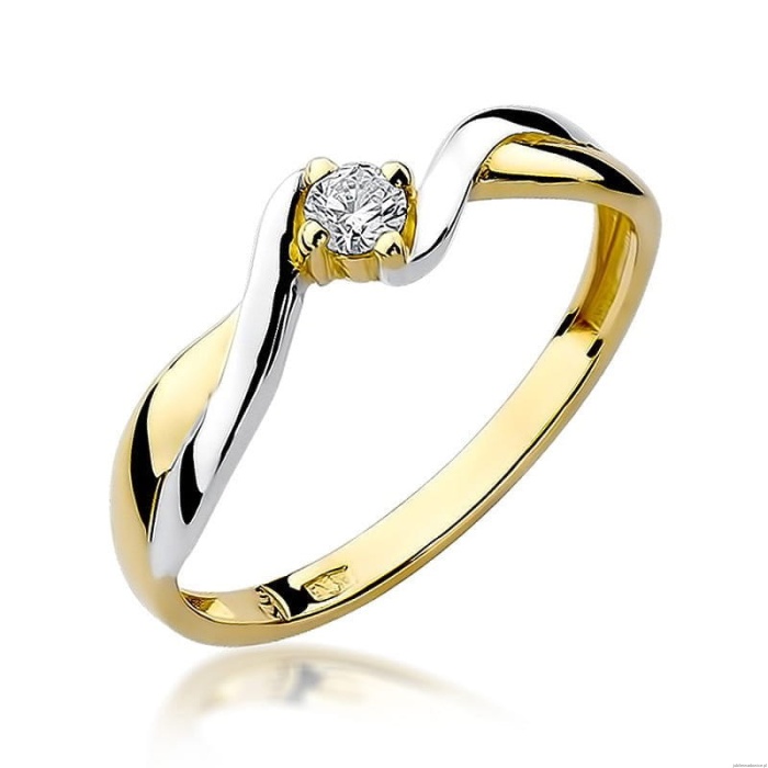 Pierścionek W208 Diament 0,10ct żółte złoto
