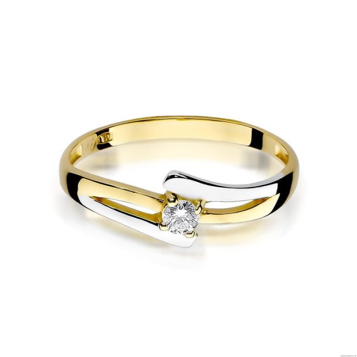 Pierścionek W210 Diament 0,10ct żółte złoto