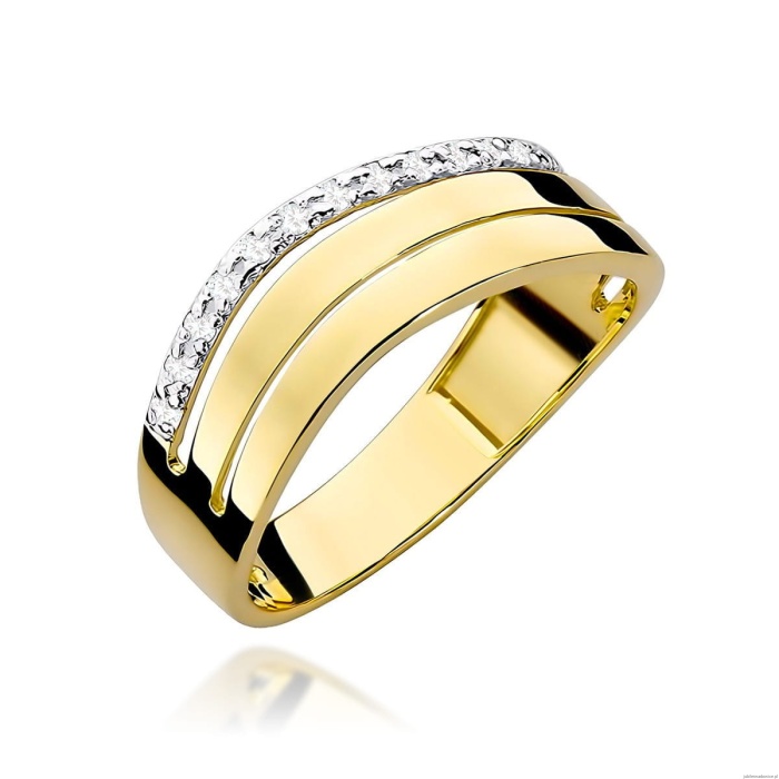 Pierścionek W214 z diamentami żółte złoto