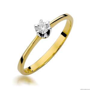 Pierścionek W220 Diament 0,15ct żółte złoto