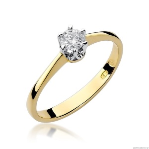 Pierścionek W220 Diament 0,20ct żółte złoto