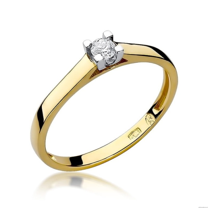 Pierścionek W221 Diament 0,12ct żółte złoto