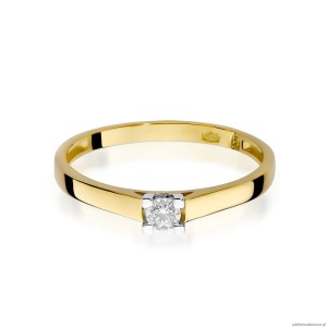 Pierścionek W221 Diament 0,12ct żółte złoto