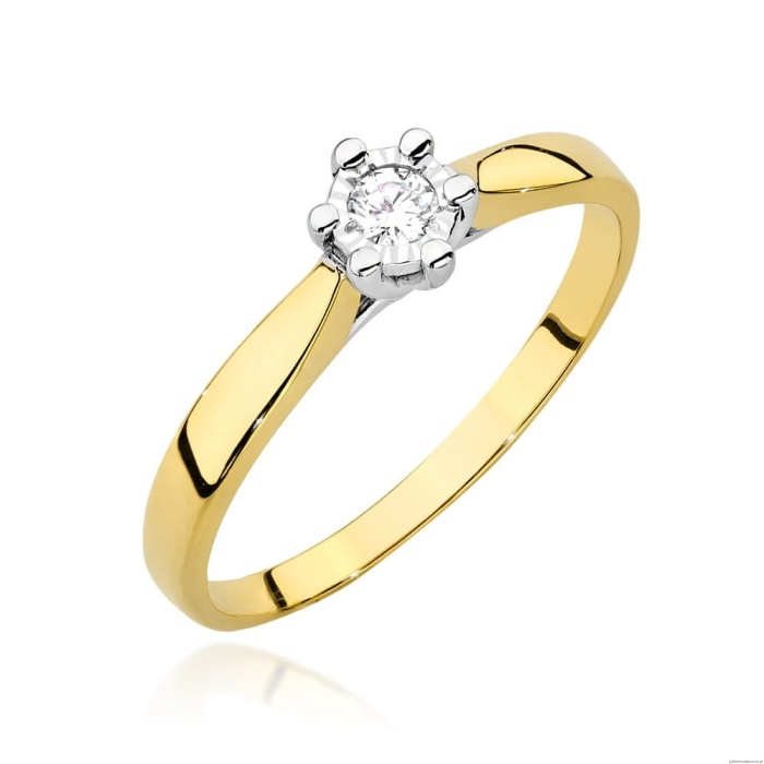 Pierścionek W222BT Diament 0,08ct żółte złoto