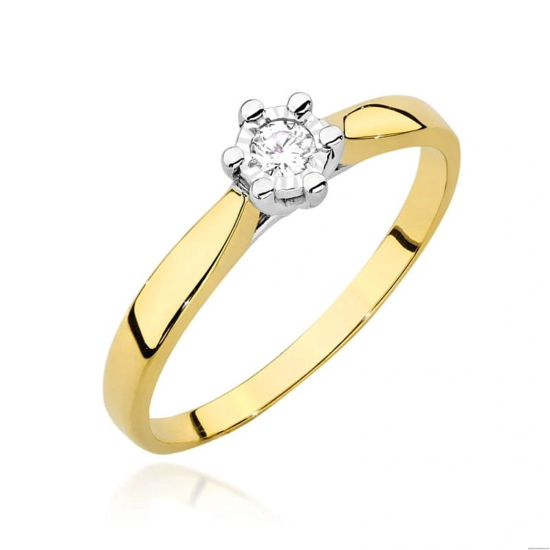 Pierścionek W222BT Diament 0,08ct żółte złoto