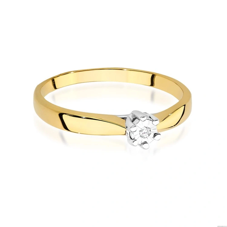 Pierścionek W222T Diament 0,01ct żółte złoto