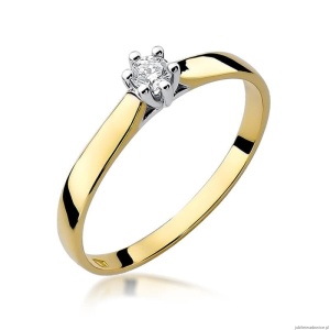 Pierścionek W222 Diament 0,08ct żółte złoto