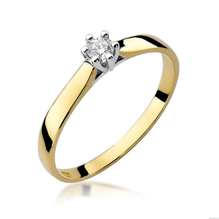 Pierścionek W222 Diament 0,08ct żółte złoto
