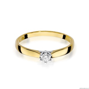 Pierścionek W222 Diament 0,08ct żółte złoto