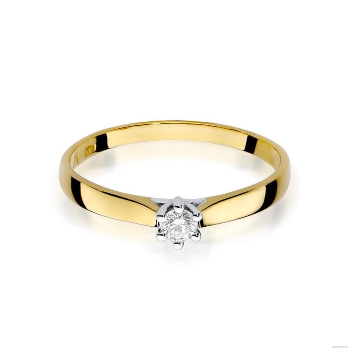 Pierścionek W222 Diament 0,08ct żółte złoto