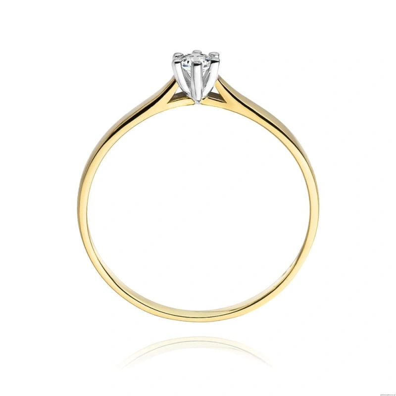 Pierścionek W222 Diament 0,08ct żółte złoto