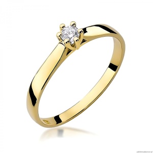 Pierścionek W222 Diament 0,10ct żółte złoto