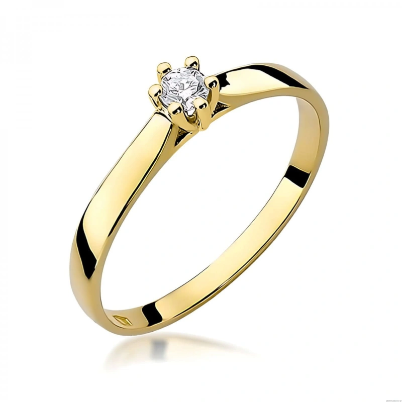Pierścionek W222 Diament 0,10ct żółte złoto