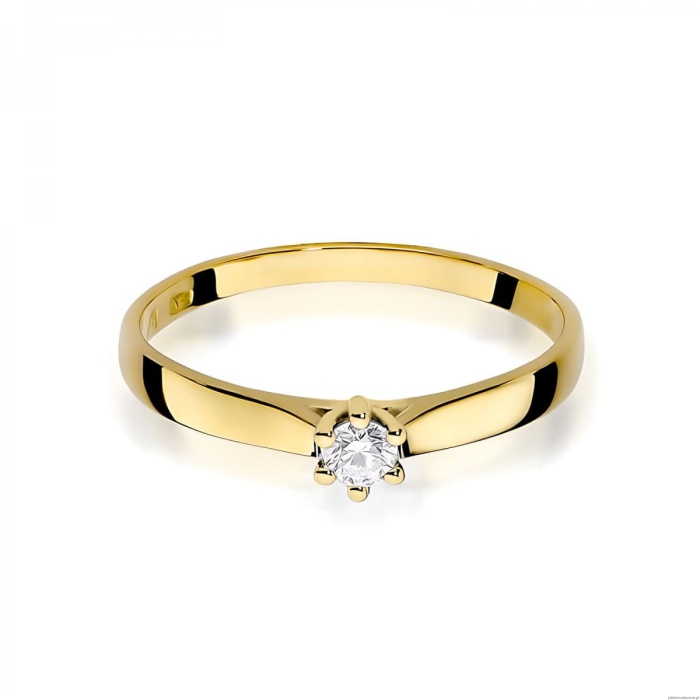 Pierścionek W222 Diament 0,10ct żółte złoto