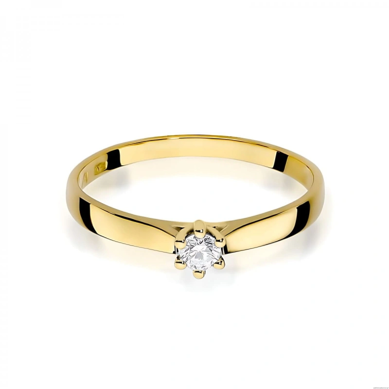 Pierścionek W222 Diament 0,10ct żółte złoto