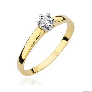 Pierścionek W222 Diament 0,15ct żółte złoto