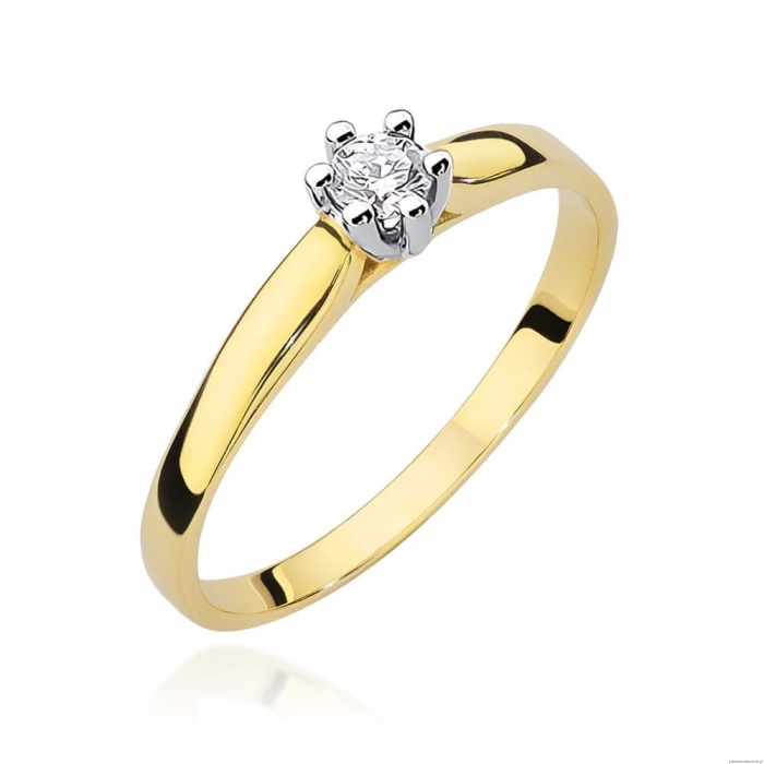 Pierścionek W222 Diament 0,15ct żółte złoto