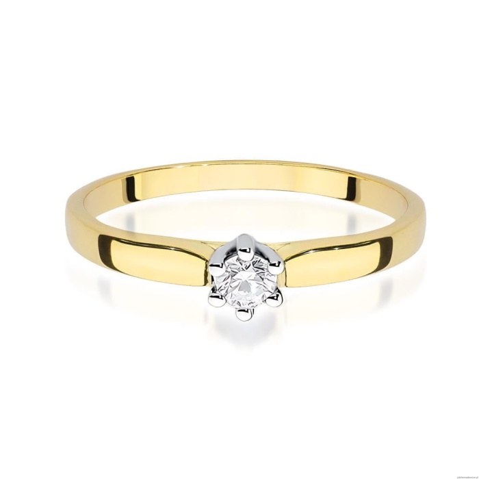 Pierścionek W222 Diament 0,15ct żółte złoto