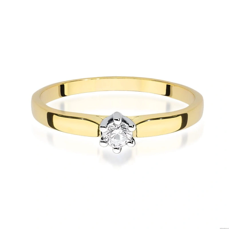 Pierścionek W222 Diament 0,15ct żółte złoto