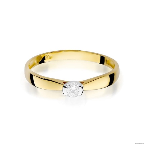Pierścionek W223 Diament 0,10ct żółte złoto