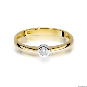 Pierścionek W224 Diament 0,08ct żółte złoto