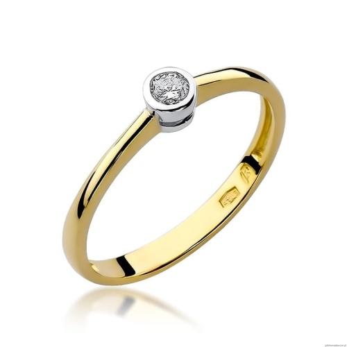 Pierścionek W224 Diament 0,10ct żółte złoto