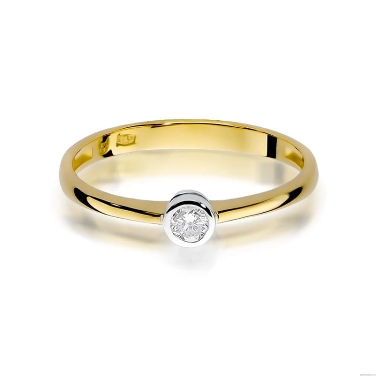 Pierścionek W224 Diament 0,10ct żółte złoto