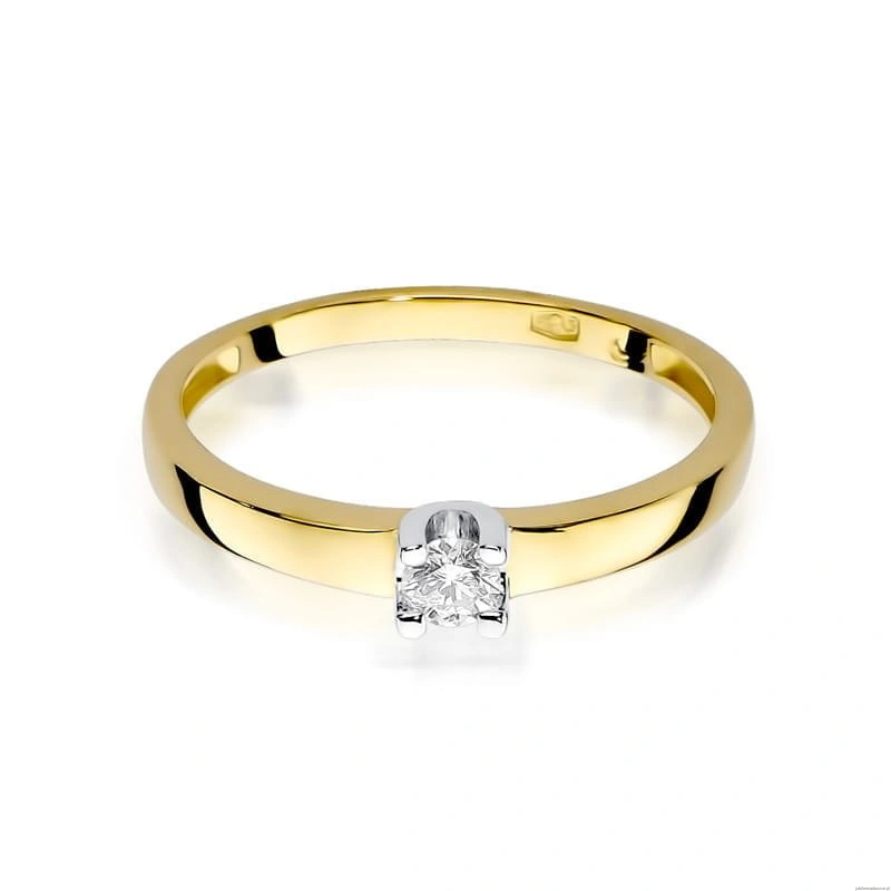 Pierścionek W225 Diament 0,10ct żółte złoto