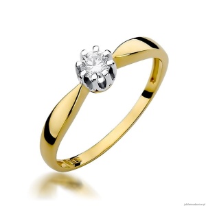 Pierścionek W228 Diament 0,15ct żółte złoto