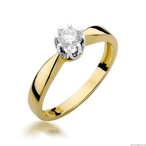 Pierścionek W228 Diament 0,30ct żółte złoto