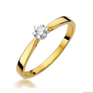 Pierścionek W229 Diament 0,10ct żółte złoto