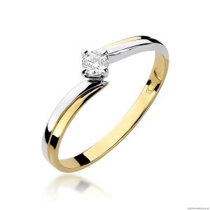 Pierścionek W231 Diament 0,10ct żółte złoto