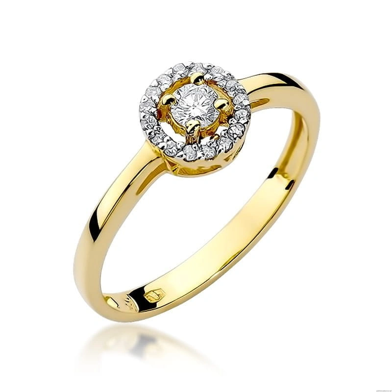 Pierścionek W238 Diament 0,12ct żółte złoto