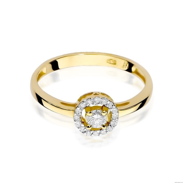 Pierścionek W238 Diament 0,12ct żółte złoto