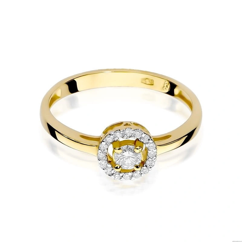 Pierścionek W238 Diament 0,12ct żółte złoto